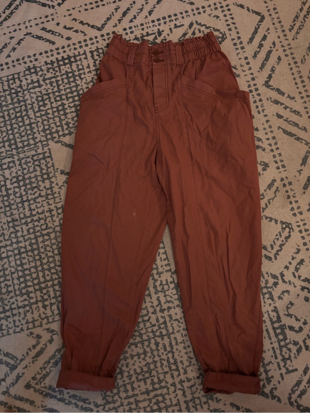 Free People Rust Brown High-Waist Tapered Pants